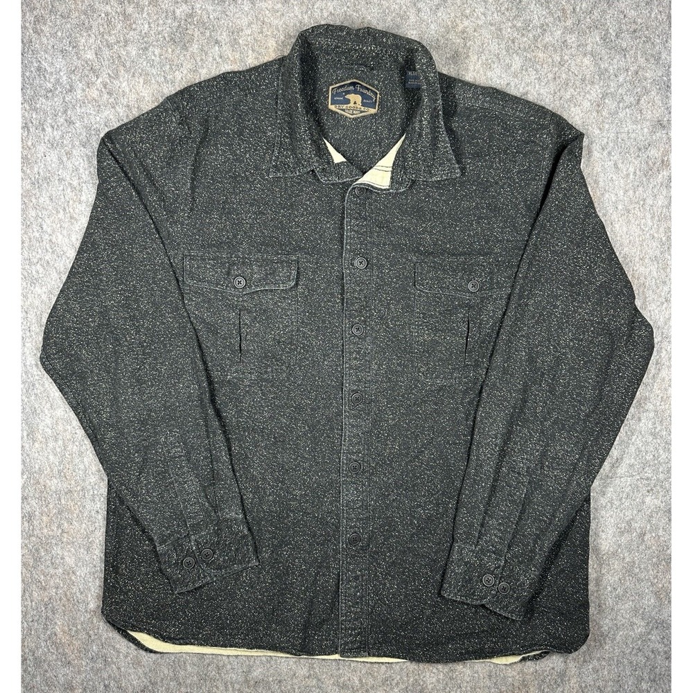 Freedom Foundry Heavyweight‎ Cotton Button Up Shirt Mens XL Black Speckled